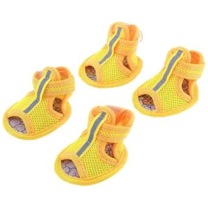 XS Size Yellow Rubber Sole Mesh Dog Sandals for Chihuahua and Yorkie Puppies