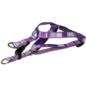 XSmall Purple Multi Stripe Dog Harness 1/2 Wide Adjustable 8 16 Made USA