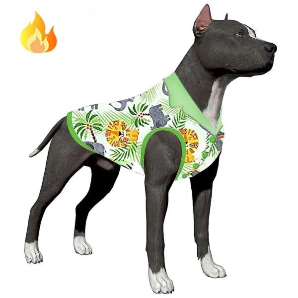 XX-Large Dog Sweater for Big Dog Breeds, Lightweight and Warm, Green Print Design