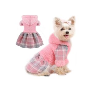 XX-Small Pink Dog Sweater Dress for Small Dogs Girl Winter Pet Clothing