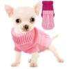 XX-Small Pink Dog Sweater for Small Dog Breeds with Open-Neck and Soft Knit Fabric