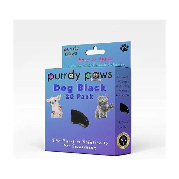 XXL Black Nail Caps with Adhesive for Large Size Dogs with Weight Range 40-65 lbs