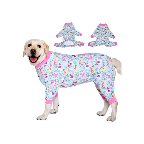 XXL Seafoam Unicorn Print Dog Pajamas for Large Breed Dogs