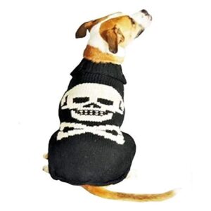 XXX-Large Dog Sweater in Black Wool Natural Fiber Black Skull Pattern