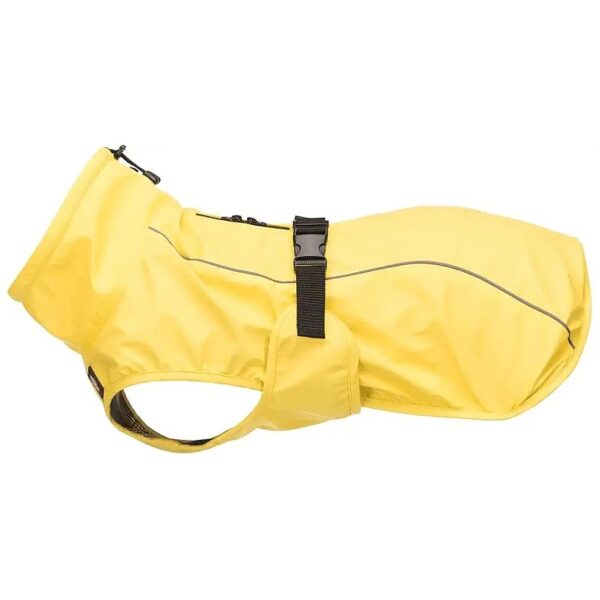 Yellow Adjustable Dog Raincoat with Waterproof Zips and Belly Strap