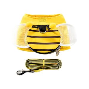 Yellow Bee Shaped Cat Leash with Adjustable Velcro and Antioxidant Alloy Hook