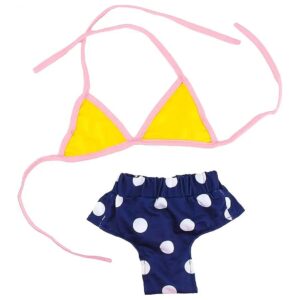 Yellow Blue Polka Dot Dog Bikini Two Piece Swimsuit 4XL