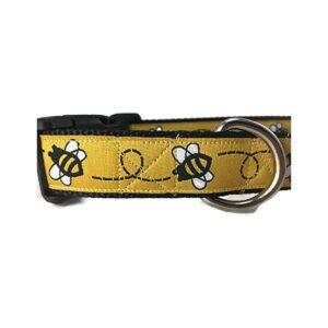 Yellow Bumblebee Design Nylon Dog Collar for Medium and Large Size Dogs