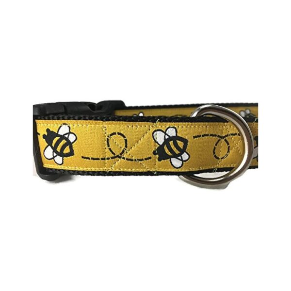 Yellow Bumblebee Design Nylon Dog Collar for Medium and Large Size Dogs