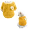 Yellow Daisy Plush Small Dog Sweater for 5 Pounds to Medium Dogs Winter Warm Coat