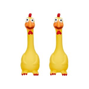 Yellow Latex Rubber Chicken Dog Toy for Separation Anxiety Relief