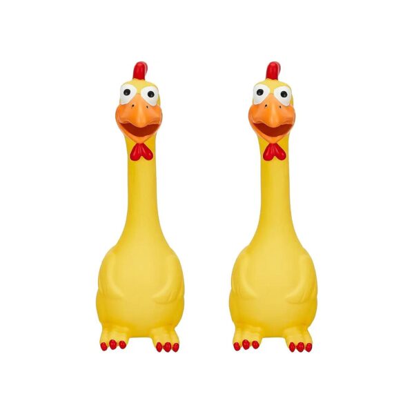 Yellow Latex Rubber Chicken Dog Toy for Separation Anxiety Relief