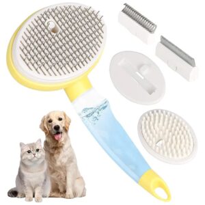 Yellow Metal Combo Dog Brush for Removing Tangled and Loose Hair