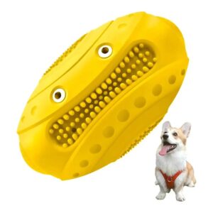 Yellow Monster Squeaky Football Chew Toy for Strong Jaws and Teeth