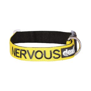 Yellow Nylon Dog Collar Adjustable Wide Necks 38-64cm Nervous Give Me Space