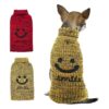 Yellow Pullover Dog Sweater with Leash Hole and Soft Acrylic Fabric for Small Dogs