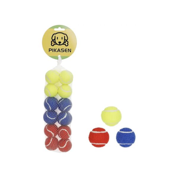 Yellow Red Blue Felt Balls for Puppies Cats 12 Pack Small Tennis