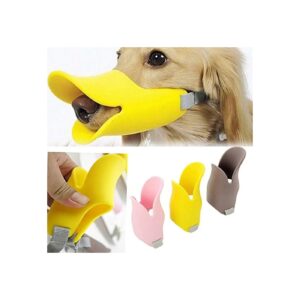 Yellow Silicone Dog Muzzle with Adjustable Size for Comfortable Wear