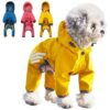 Yellow Small Dog Raincoat with Hood Easy to Put On Poncho Waterproof Comfortable