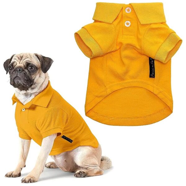 Yellow Solid Soft Cotton Dog Polo Shirt for Small Dogs Small Back Length 10 to 13 Inches