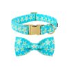 Yellow Starfish Cotton Dog Collar with Adjustable Bowtie for Medium Dogs