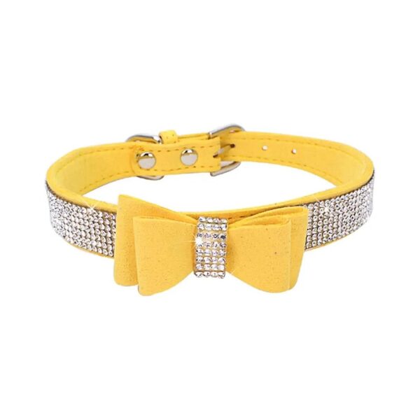 Yellow Velvet Bow Tie Collar for Small Dogs and Cats Adjustable Velvet Neckpiece