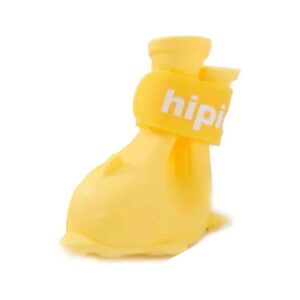 Yellow Waterproof Dog Boots with Hook Loop Closure Silicone Medium