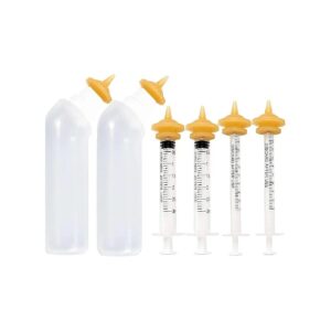 Yellow and Clear Pet Feeding Bottle Nipple Set with Syringes for Small Animals