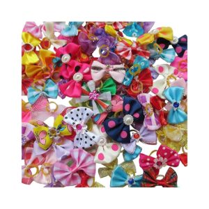 Yorkie Dog Hair Accessories - 20pc Random Mix of Colorful Hair Bows