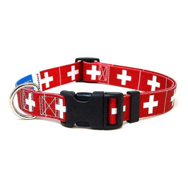 colored Switzerland Flag Dog Collar with Martingale Slip-On