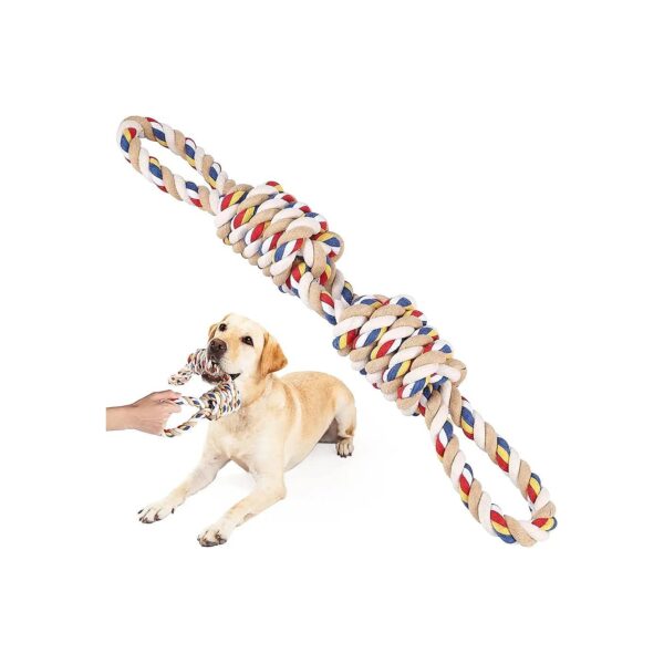 cotton rope Retractable Dog Toy for Large Dogs Teething and Tug of War Fun