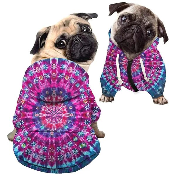 dye Purple Concentric Circles Pattern, Dog Sweatshirt Shirts for Small Medium Dogs