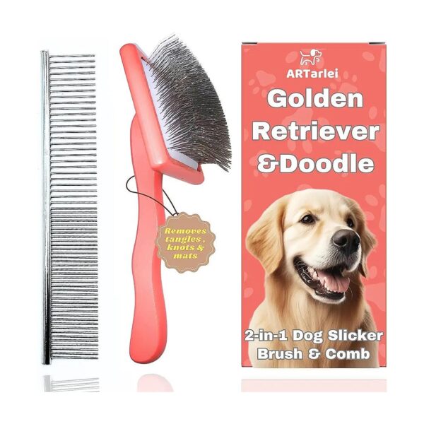 in-1 Brush Comb for Effortless Grooming of Golden Retriever Coats