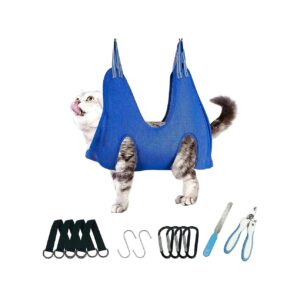 in-1 Pet Grooming Hammock with Nail Clippers and Files for Small Dogs and Cats