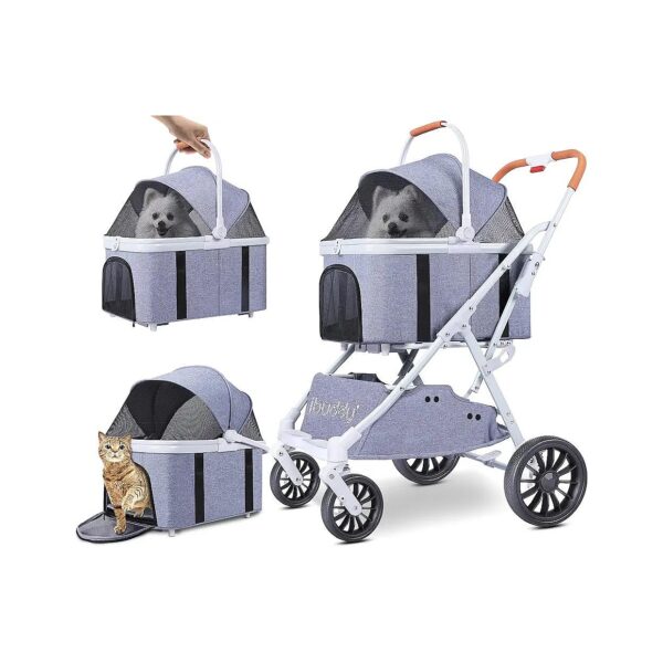 in-1 Pet Stroller for Dog and Cat Travel with Detachable Car Seat and Airless Tires