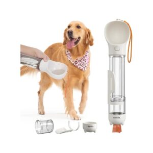 in-1 Pet Water Dispenser with Feeding Container and Poop Bag for Dogs on-the-go