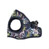 loop Fastening Dog Harness with Leaf Pattern, Small Size Navy