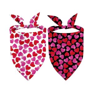 s Day Dog Bandanas 2 Pack, Gradient Pink Hearts for Small Medium Large Dogs