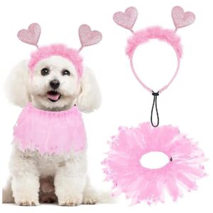 s Day Dog Clothing Set with Adjustable Collar and Headband for Small to Large Dogs