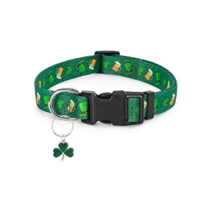 s Day Dog Collar with Clover Pendant for Small Medium Large Dogs