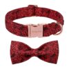 s Day Dog Collar with Metal Buckle and Cotton Bow Tie for Small Medium and Large Dogs