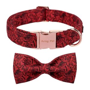 s Day Dog Collar with Metal Buckle and Cotton Bow Tie for Small Medium and Large Dogs