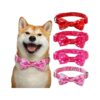 s Day Dog Collars with Adjustable Bow Ties in Pink Red Rose and Light Pink for Small Dogs