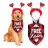 s Day Dog Costumes Holiday Outfits Red Heart Bandana Adjustable Dog Bandanas