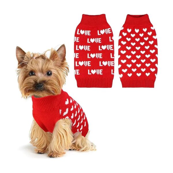 s Day Dog Sweaters for Small to Large Dogs with Heart Patterns and LOVE Letters