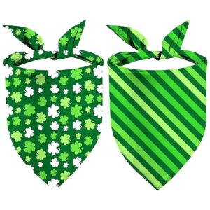 s Day Dog Wear, Triangle Reversible Green Shamrock Bandanas for Medium and Large Dogs