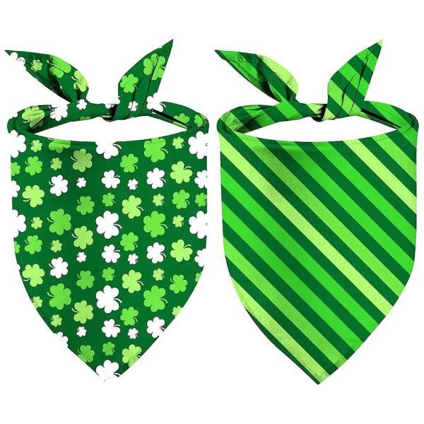 s Day Dog Wear, Triangle Reversible Green Shamrock Bandanas for Medium and Large Dogs