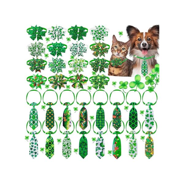 s Day Dog and Cat Gift Guide with Adjustable Collars and Bow Ties in Clover Pattern