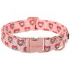 s Day Pink Heart Dog Collar with Adjustable Cotton and Metal Buckle