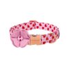 s Day Pink Heart Dog Collar with Adjustable Metal Buckle and Felt Flower for Large Dogs